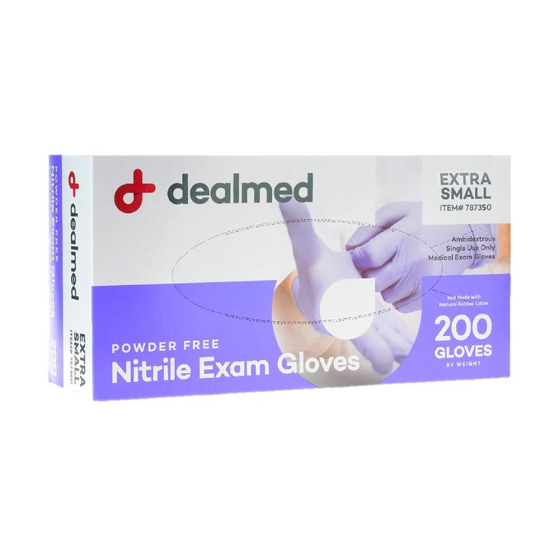 Dealmed Medical Exam Gloves â€“ 200 Count XS Nitrile Gloves, Disposable Non-Irritating Latex Free, Multi-Purpose Use for a First Aid Kit and Medical Facilities - Image 1